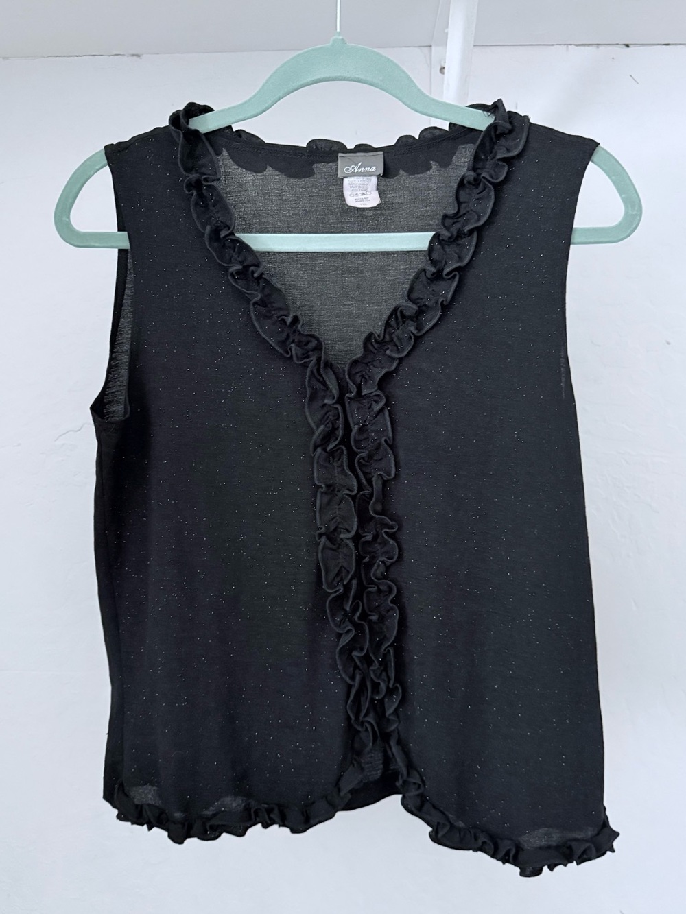 Bundle 3 for 50% off 1990s Anna Sheer & Sparkly   Black Ruffled Top